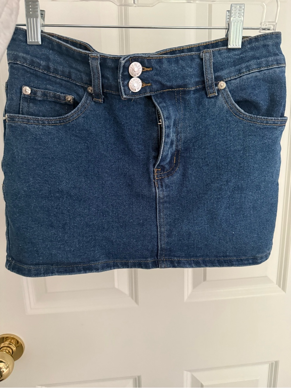 Edikted Denim Mini Skirt with Double Button Front